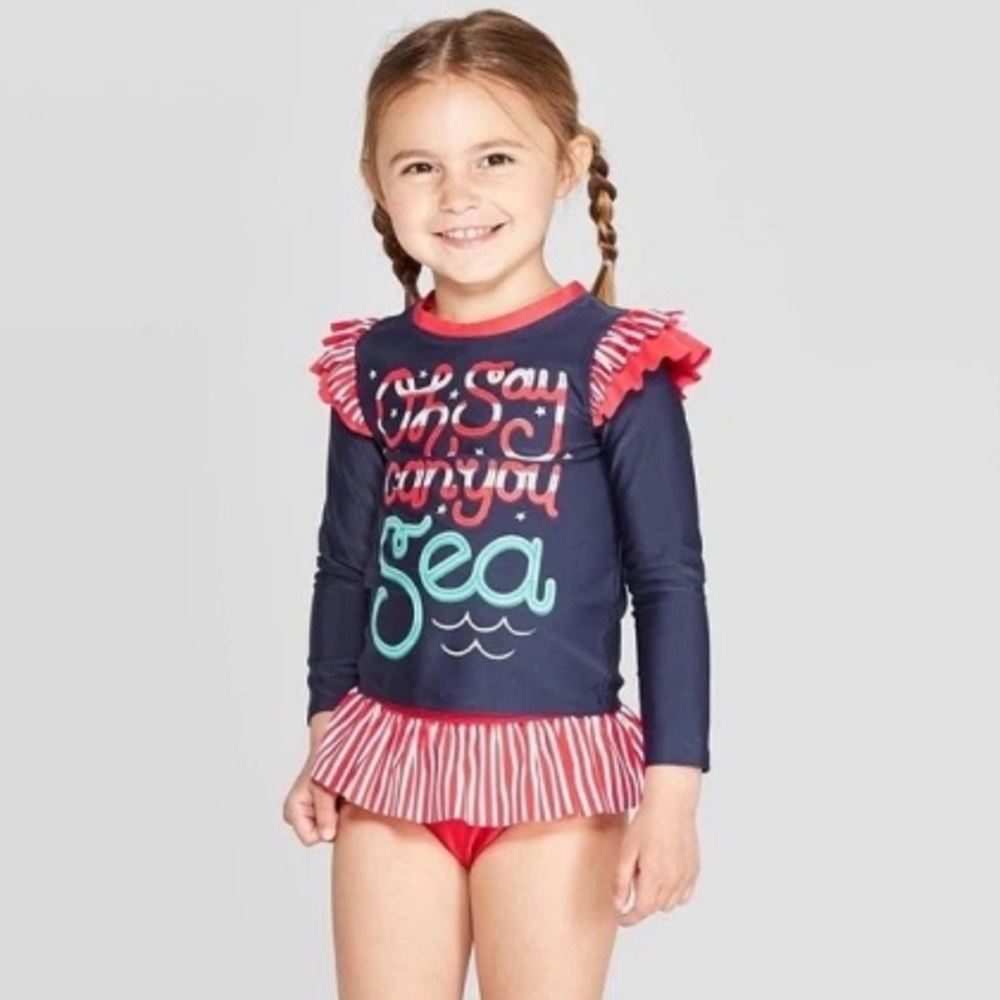 3/$15💥 Cat & Jack Swim Top (Oh Say Can You Sea)